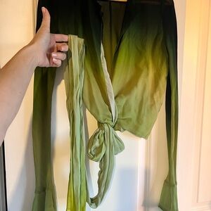 Rat & Boa Green Ombre Tie-Front Top